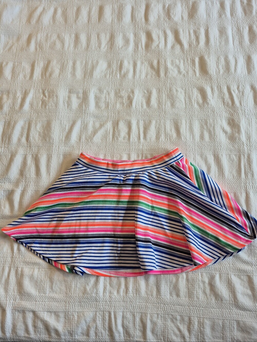 Justice girls skirt size 10/12 bright multi colored stripes with shorts tag cut
